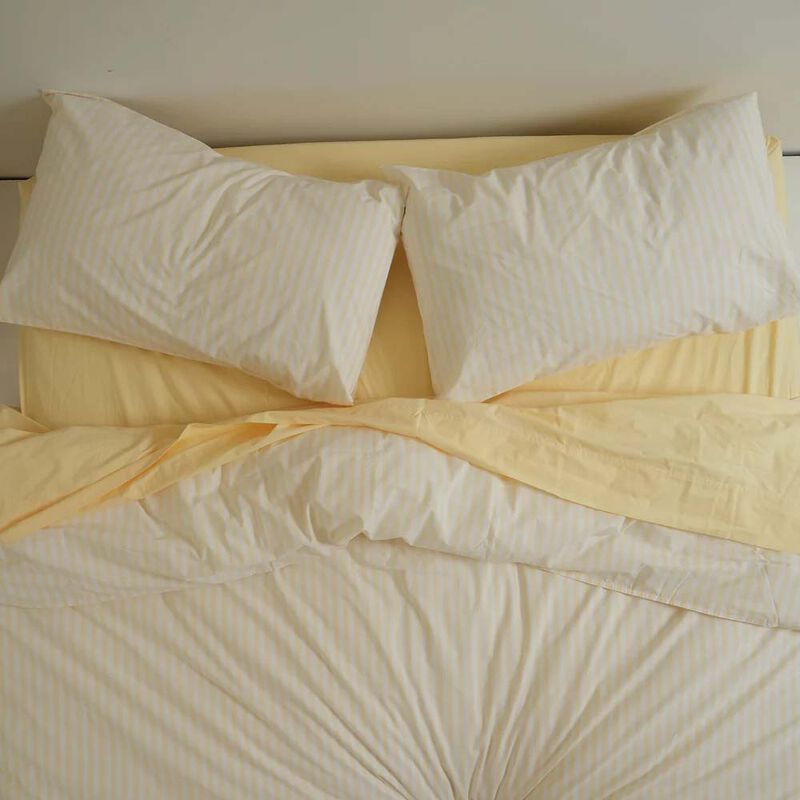 Home Lab 100% Stonewashed Cotton Stripe Duvet Set image number 1